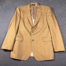 Jos. A. Bank Blazer Men 44L Tan Silk Wool Blend Plaid Two Button Sport Coat