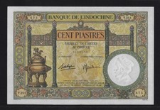 FRENCH INDOCHINA 100 PIASTRES 1936 - 1939 P-51 AU-UNC