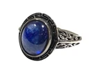 Vintage Sterling Silver Blue Kyanite Scroll Key Deisgn Sz 7.25 Ring 3.8g