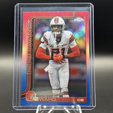 2025 Topps Chrome- Denzel Ward #74 Red White & Blue Refractor Cleveland Browns