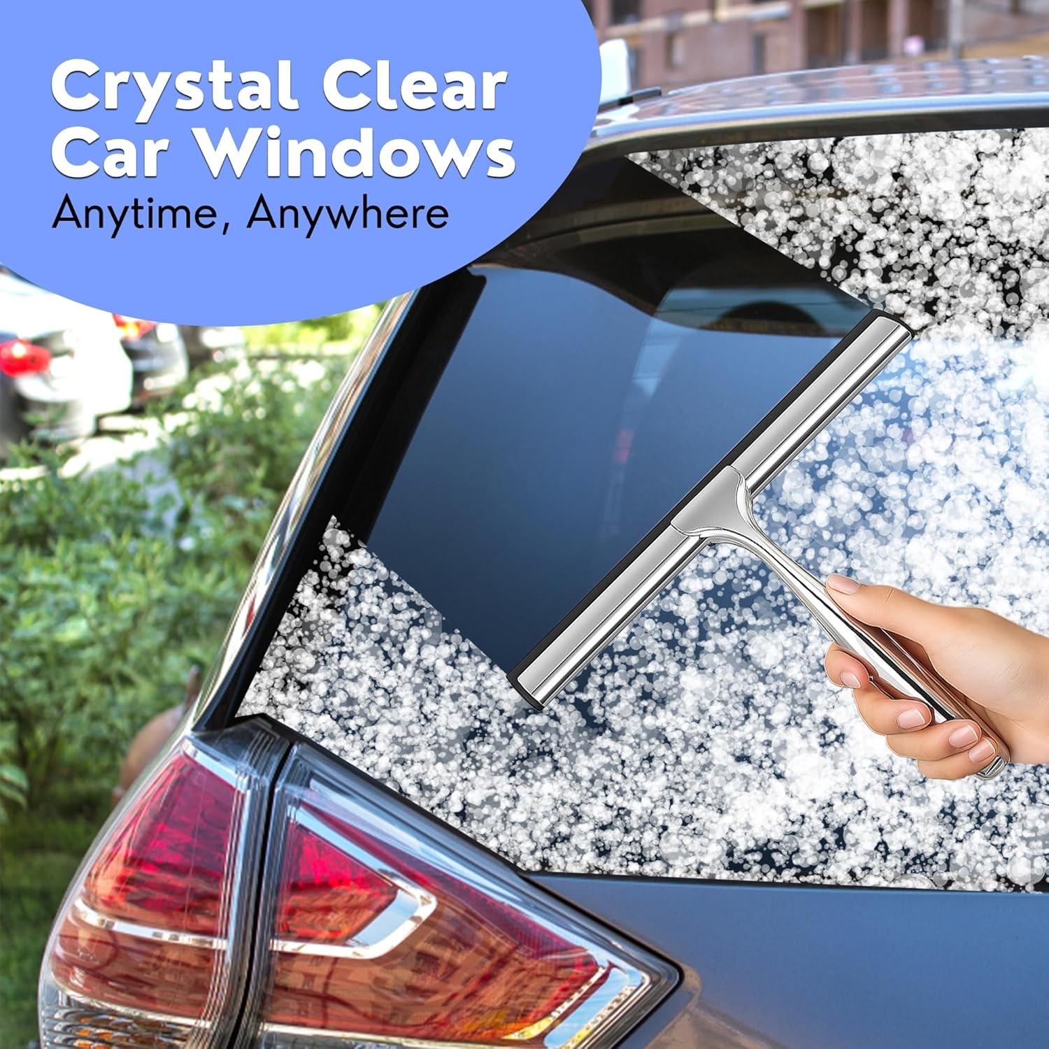 Shower Squeegee for Glass Doors, Stainless Steel Squeegee for Shower Glass