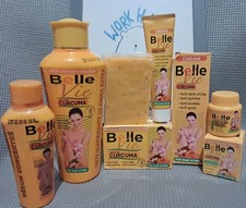 Belle Vie (cúrcuma) cúrcuma, loción corporal clarificante 475 ml, suero, jabón y crema facial
