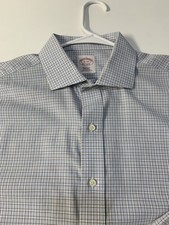 Brooks Brothers Tuxedo Shirt Mens Regular Fit 16-34 Blue White French Cuff Plaid