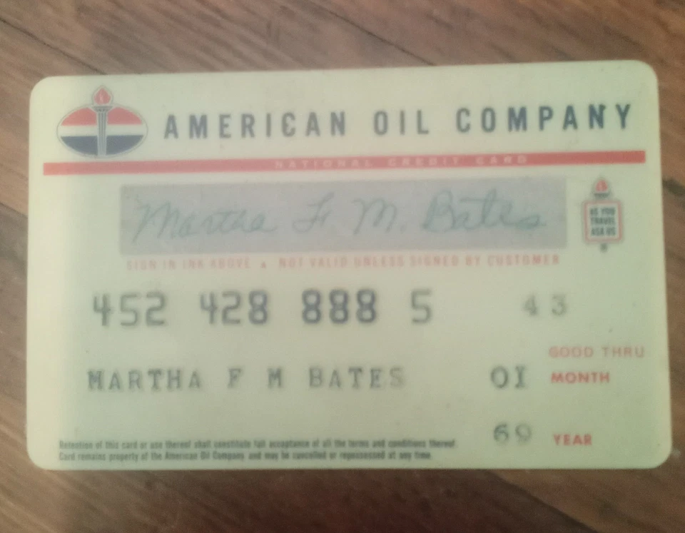 Lot of 2-1969 1970 AMERICAN OIL COMPANY VINTAGE CREDIT CARD - Image 2 of 3