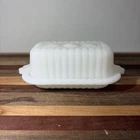 VTG 1950'S Hazel Atlas White Milk Glass Half 1/2 Stick Butter Dish & Lid