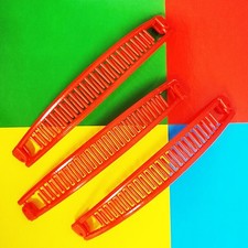 Vintage 1980s 6" Banana Hair Clips New Old Bulk Stock Lot of 3 RED 