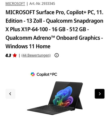 Microsoft Surface Pro 11, 13 Zoll, fast neu, inkl Keyboard und Pen