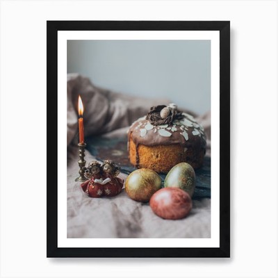 Easter Cake With Candles Art Print Framed Wall Art Poster Canvas Print Picture