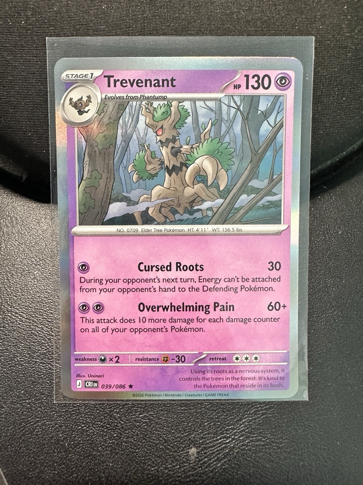 Trevenant Reverse Holo Rare ME04: Chaos Rising 039/086 NM Pokémon