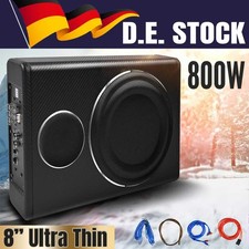 8 Zoll 800W 8 " 12V Auto Kfz Subwoofer Verstärker Schwarz mit Kabelset Kompakt