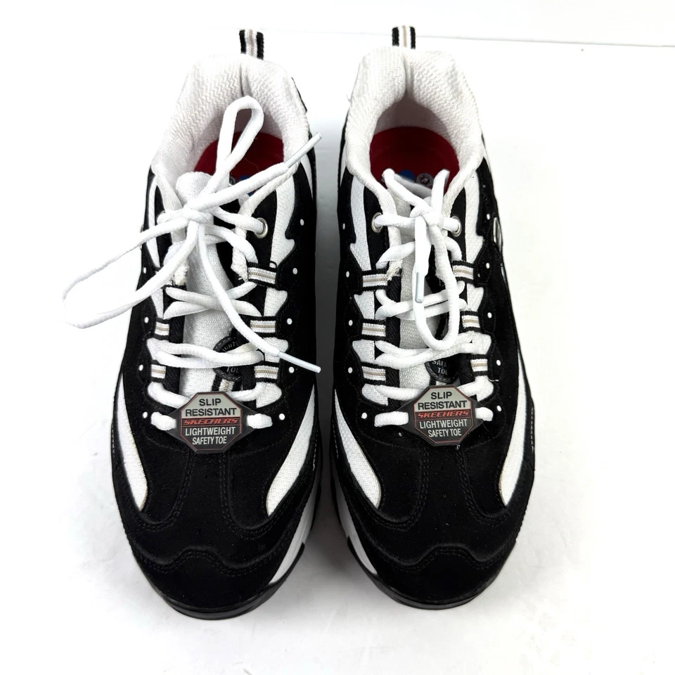 Sapatos de trabalho Skechers D'Lites Lankoe 9 feminino preto branco espuma com memória novo em folha - Imagem 3 de 4