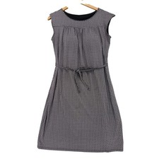 Uniqlo Bra Dress Womens Large Black White Geometric Print Sleeveless Belted