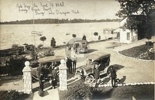 Dewey MI Lake Dowagiac Sandy Beach Resort Hotel Autos RPPC Photo Postcard COPY