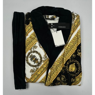 Versace Unisex I Heart Baroque Bathrobe Gold/Black Size S NIB #034S