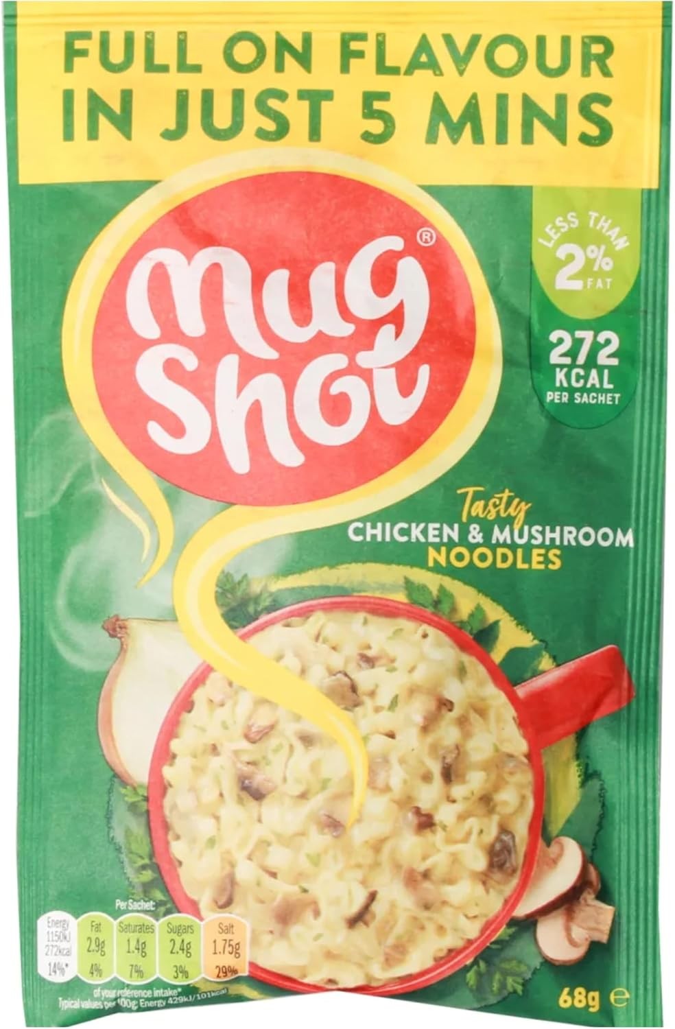 Mug Shot Chicken and Mushroom Noodles Sachets, 68 g (Pack of 10)
