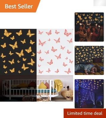 Removable Glow in The Dark Butterfly Stickers - 24 Pcs, Perfect for Kids' Decor