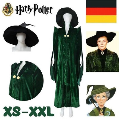 Harry Potter Professor Minerva McGonagall Kostüm Hexenhut Cosplay Karneval Neu 