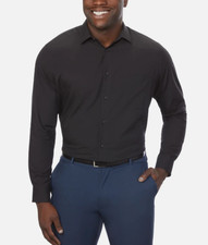 Calvin Klein Men  s Active Performance Dress Shirt, Black, L 16-16.5, 32/33 