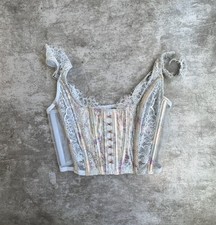 Victoria's Secret Corset Top Dream Angels Teal Bustier Lace Pastel Boned XS