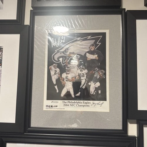 Philadelphia Eagles 2004 NFC Champions Signed Andy Reid Certified Auto Framed.