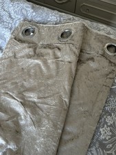 Curtains 2 Pairs Crushed Velvet Biege Curtains