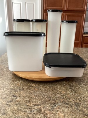 Vtg.Tupperware Modular Mates Various Sizes Black Lids Nice starter set!!Lot of 6