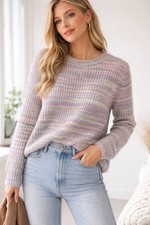 LOFT Multicolor Knit Sweater   Soft Pastel Stripe Size M