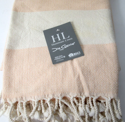 NEW Hammam Linen Turkish 100% Cotton DieCaprie Throw Blanket Beach Stripe