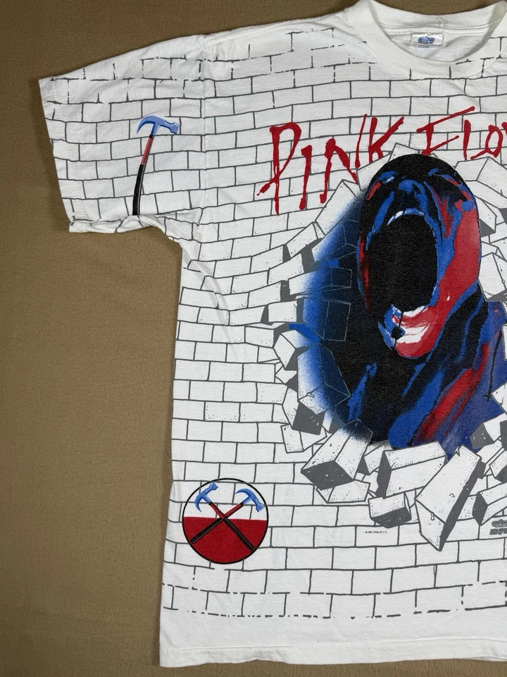Camiseta Vintage Pink Floyd The Wall 1982 Estampado Completo Para Hombre XL EXTREMADAMENTE RARA Foto 3 de 4