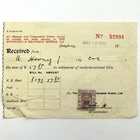 HONGKONG RECEIPT Shanghai Hotels André HORNEZ 1935 Peninsula Tax Stamp 10 Cent