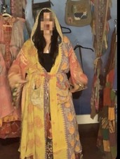 Premium authentic hooded reversible BOHO Kantha Robe NWOT