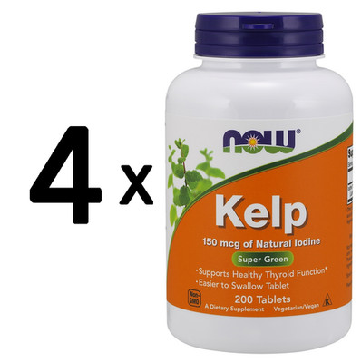 4 x NOW Foods Kelp, 150mcg - 200 tabs (94,98 EUR/kg)