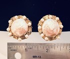 Vintage Miriam Haskell Baroque Faux Pearl Clip Earrings Signed Filigree — photo 3