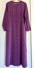 LL BEAN Floral Button Front Maxi Midi Dress Long Sleeve Purple Viscose Blend 12