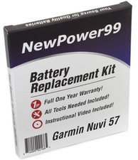 Battery Kit for Garmin Nuvi 57, 57LM, 57LMT with Video Instructions, Tools, a...