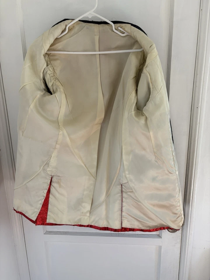  1950’s Rock and Roll Rojo Brillo Cojo’ Traje Llamado Chaqueta Rojo Conjunto Pantalones Foto 4 de 4