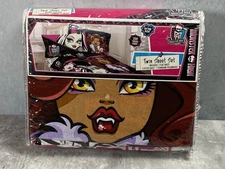 Monster High Cotton Bed Sheet Set Twin Fully Charged Clawdeen New Old Stock 2014