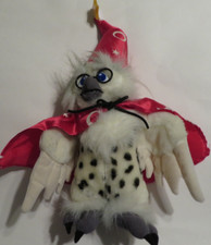 De colección 2001 Nanco Mago Búho de las Nieves Peluche Peluche Blanco Rosa Sombrero En muy buen estado