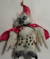 Vintage 2001 Nanco Wizard Snow Owl Plush Stuffed Toy White Pink hat VHTF