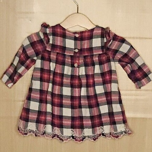 Baby Gap Infant Girls Red White Plaid Long Sleeve Dress 3-6 Months - Picture 2 of 6