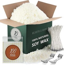 Natural Soy Wax for Candle Making 10 lbs Bulk Soy Wax Flakes w/ 100 Cotton Wicks