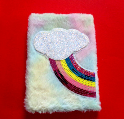 Notizbuch REGENBOGEN A5 Liniert  Flauschiges Dekor-Cover