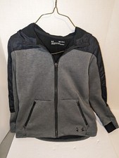 Under Armour Gray Black Coldgear Loose Fit Full Zip Hooded Storm Swacket Jacket