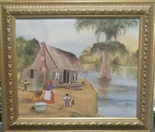 ON THE BAYOU  Lithograph On Canvas By Judy Doucet Signed Framed