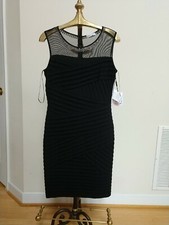 NWT $128 Calvin Klein Dress Black Cocktail  Bodycon Bandage Sleeveless Stretch 8