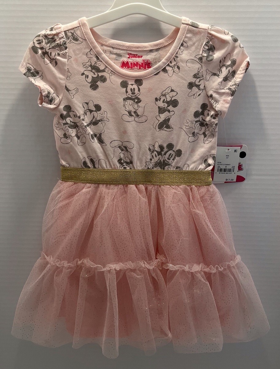 Disney Minnie Mouse Pink with Gold Trim Tutu Dress Girls Size 3T