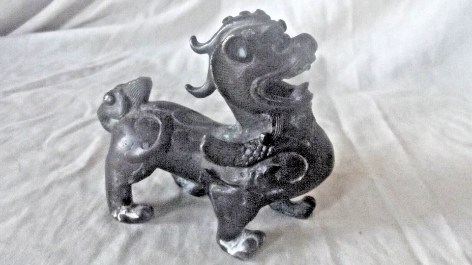 Antique Chinese Bronze Foo Dog / Shishi Incense Burner - Image 4 of 4
