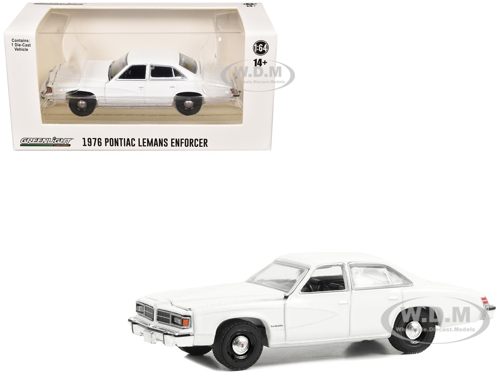 1976-77 Pontiac LeMans Enforcer White 1/64 Diecast Model Car by Greenlight 43014