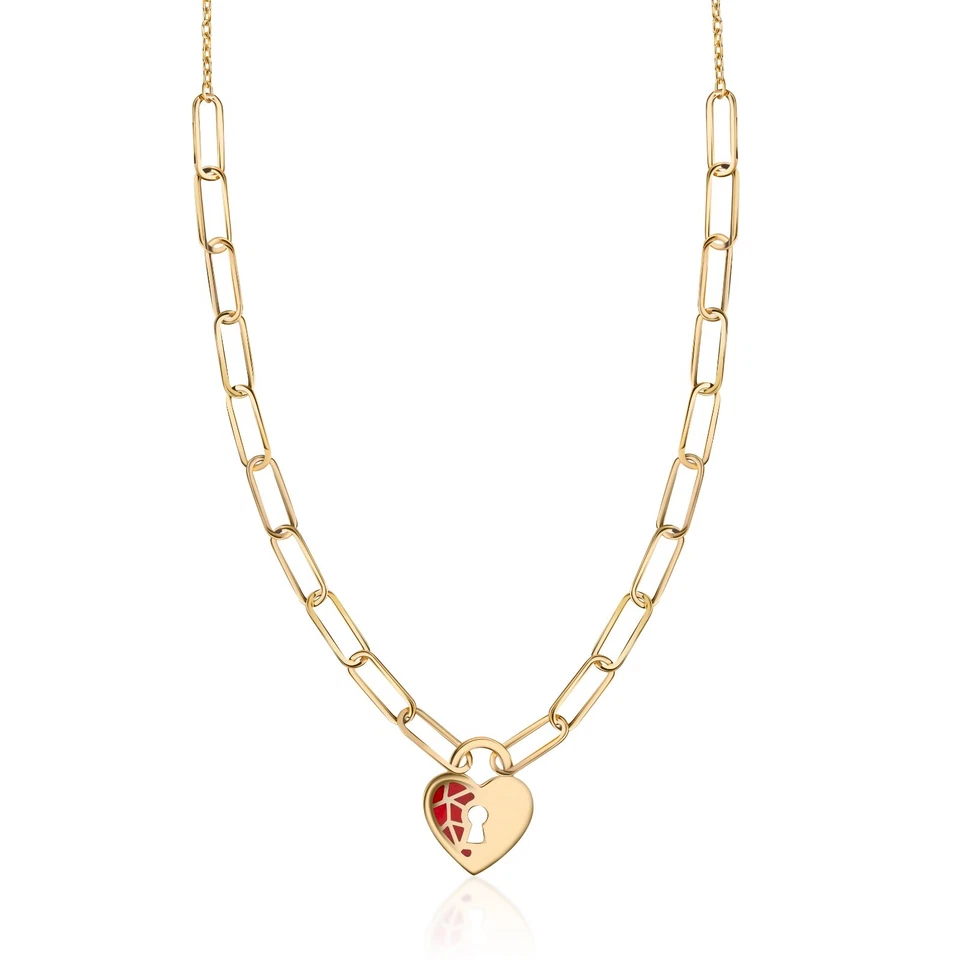 Pori Jewelry 14K Gold Ruby Lock Heart Necklace - Image 3 of 3