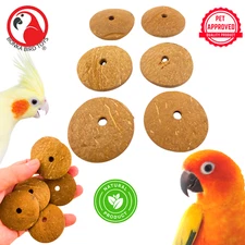 Bonka Bird Toys 1252 Pk6 Small Coconut Disks Foot Talon Craft Part Parrot Pet